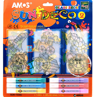 Набор изготовления витражей "Sun Deco 2", 6 шт Состав 6 витражей, 6 красок инфо 2680e.
